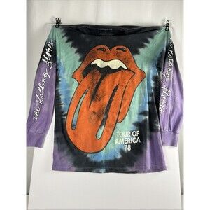 Rolling Stones Long Sleeve T-Shirt Tie Dye Men’s Size S Tour Of America 78